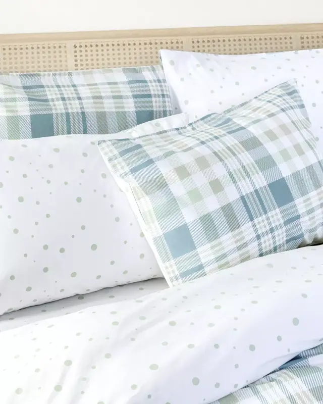 Ζεύγος Μαξιλαροθήκες 52x72 Nima Miles Green-White 100% βαμβακερό
