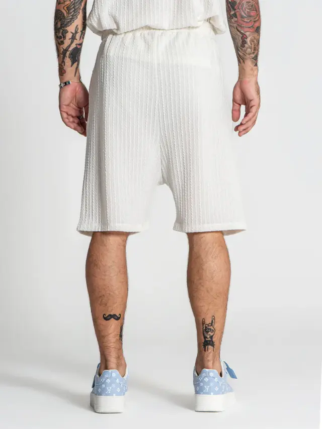 Gianni Kavanagh Ανδρικό WAFFLE LOOSE Shorts – White - XL 2