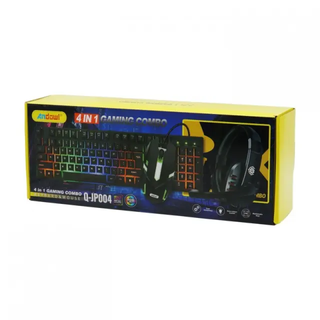 Andowl 4in1 Σετ Gaming Πληκτρολόγιο με διακόπτες και RGB φωτισμό & Ποντίκι (Αγγλικό US) Q-JP004