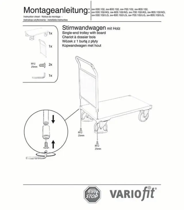 Variofit sw-500.102/AG Τρόλεϊ Μεταφοράς για Φορτίο Βάρους ως 400kg 2