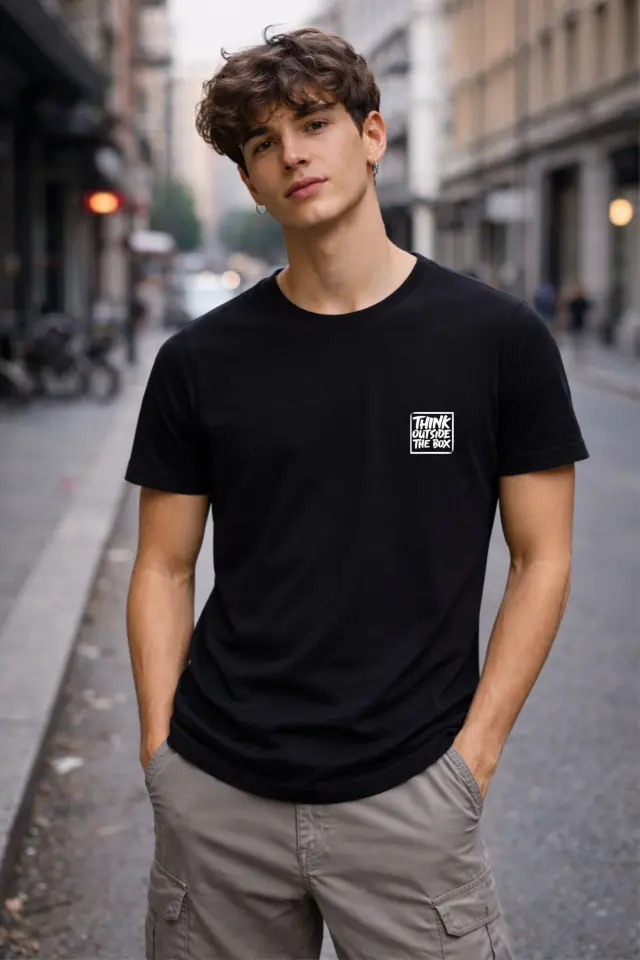 T-shirt Noshame® Μαύρο με τύπωμα Think outside the box - 142684 - XXL 2
