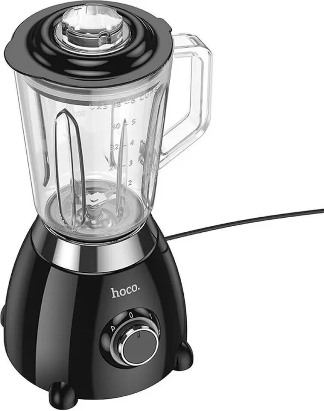 Μπλέντερ Hoco. HE33 Retro 1.5lt 500W με Λεπίδες απο Ανοξείδωτο Ατσάλι Γυάλινη Κανάτα 2 Ταχύτητες + Pulse Μαύρο 3