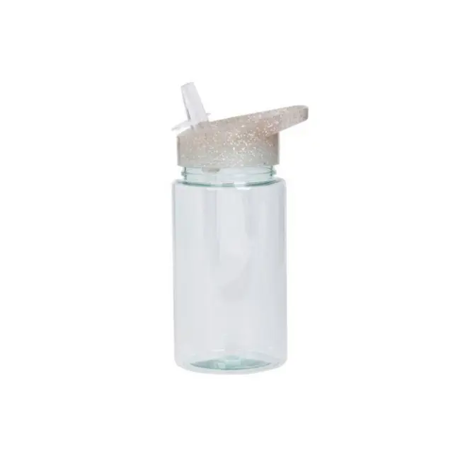 A Little Lovely Company Πλαστικό Παγούρι με Καλαμάκι Glitter-Silver DBGLSI31 450ml