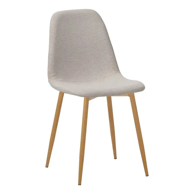 Καρέκλα Clara Unihome Μπεζ/Χρώμα Ξύλου 55x58,5x93εκ (Σετ 4 τεμαχίων)