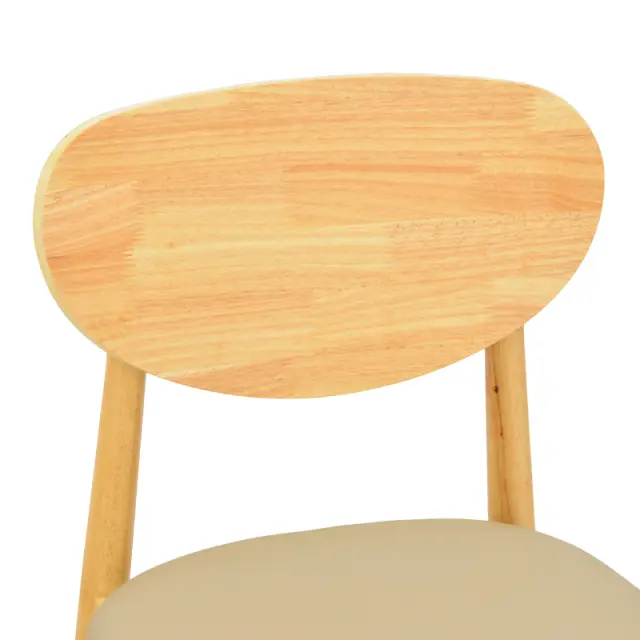 Καρέκλα Cardith pakoworld rubberwood-plywood σε φυσική απόχρωση-pu μπεζ 48x51x78εκ 2