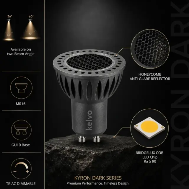 Led Λάμπα KYRON DARK GU10 - 60°- 7Watt Dimmable 2700K KLV-103-0009 3
