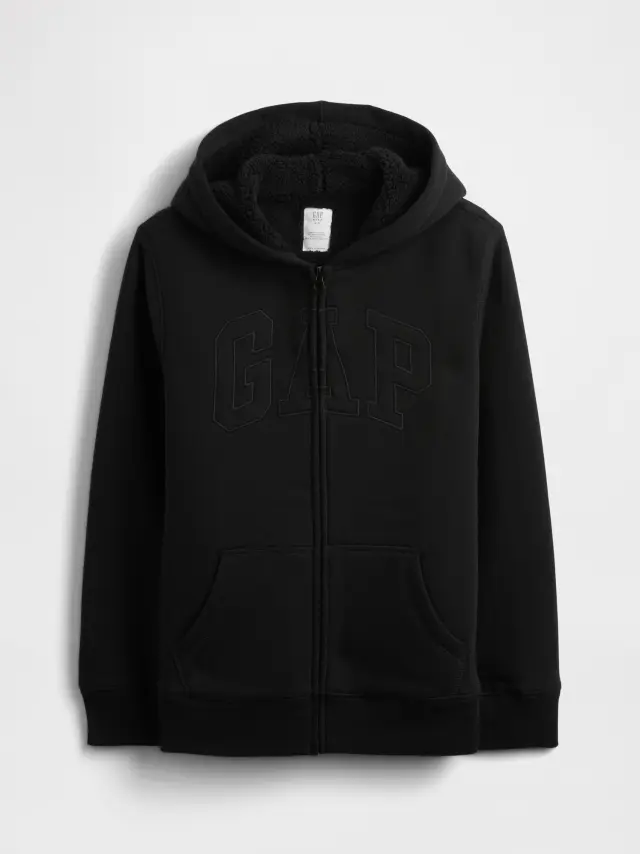 Παιδικό Gap Logo με Επένδυση Γούνας Φούτερ true black - XS