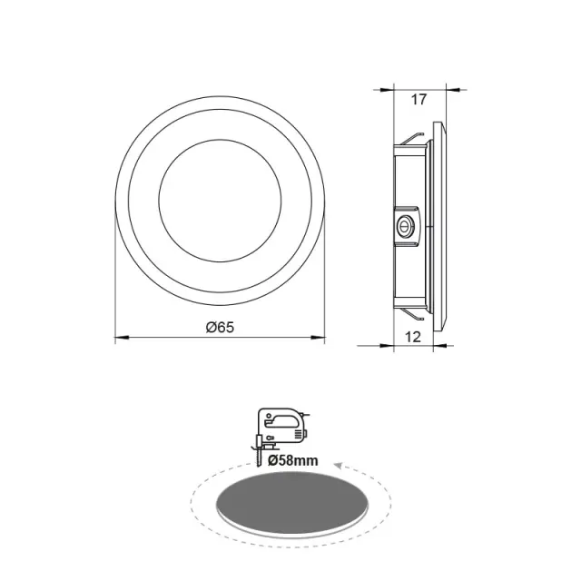 LED ΣΠΟΤ ΦΩΤΙΣΤΙΚΟ ΧΩΝΕΥΤΟ ΛΕΥΚΟ ΣΤΡΟΓΓΥΛΟ 2W 4000K 160LM 230V AC 100° Ra80 / ARED240RW 2