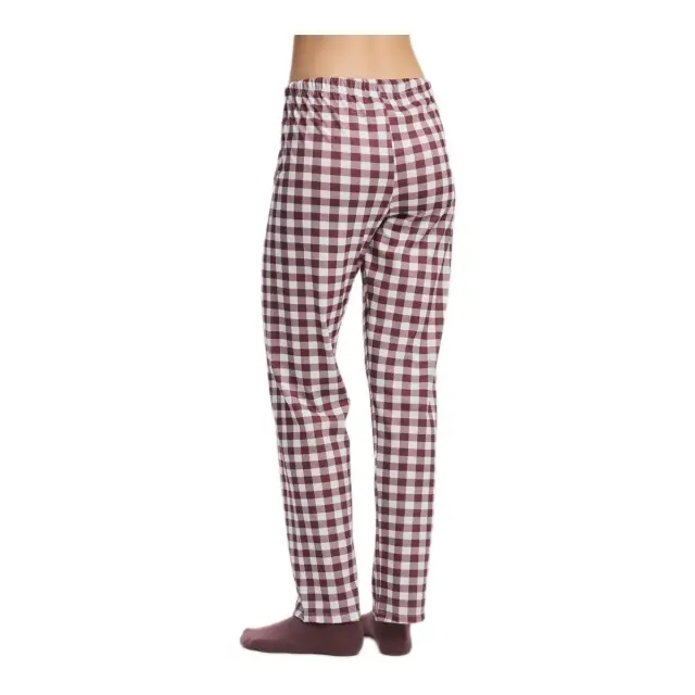 Minerva Γυναικείο Παντελόνι Πυτζάμας Καρό, Χρώμα Plaid Ecru-Brown 2