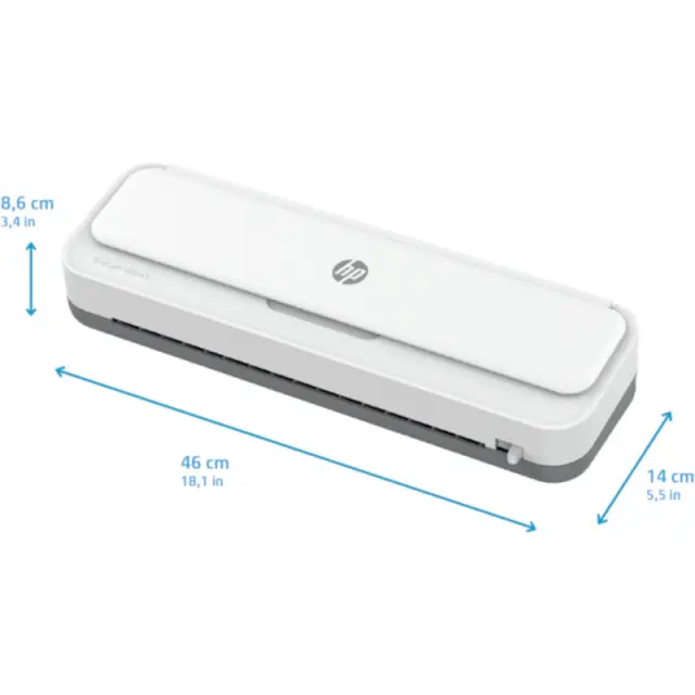 HP ONELAM 400 A3 laminator, Hot-Cold, integrated trimmer, corner rounder, speed 40 cm-min 15 pouches: 3xA4, 4xA5, 4xA6, 4xB-CARD, white 2