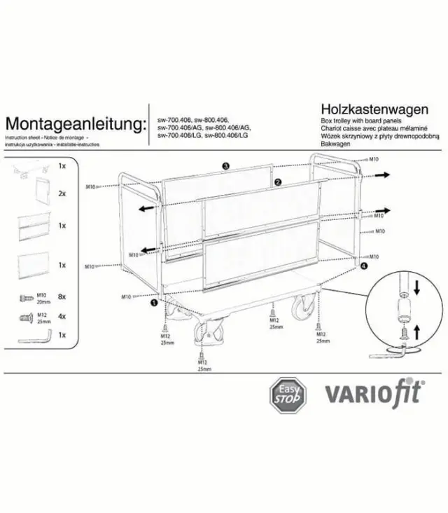 Variofit sw-800.406/AG Τρόλεϊ Μεταφοράς με Πορτάκι για Φορτίο Βάρους ως 500kg 2
