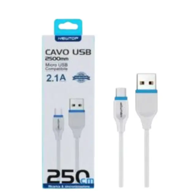 Newtop CU09 Flat USB 2.0 to micro USB Cable Λευκό 250CM