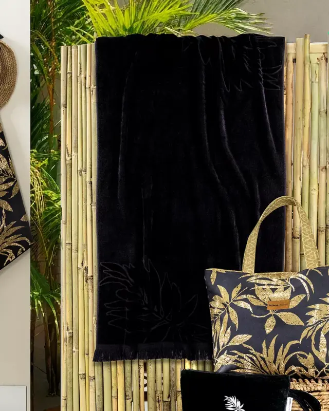 Πετσέτα Θαλάσσης 90x160 420gsm Nima Divine Jacquard Black 100% βαμβακερό
