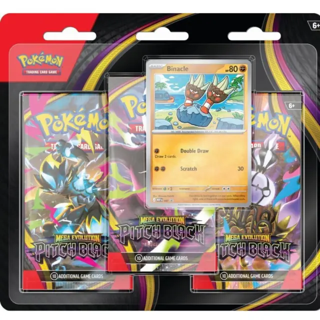 Pokemon TGC Trading Card Games: Mega Evolution – Pitch Black Binacle 3-Booster Blister Αγγλικά | 3 Booster Packs + Promo Binacle