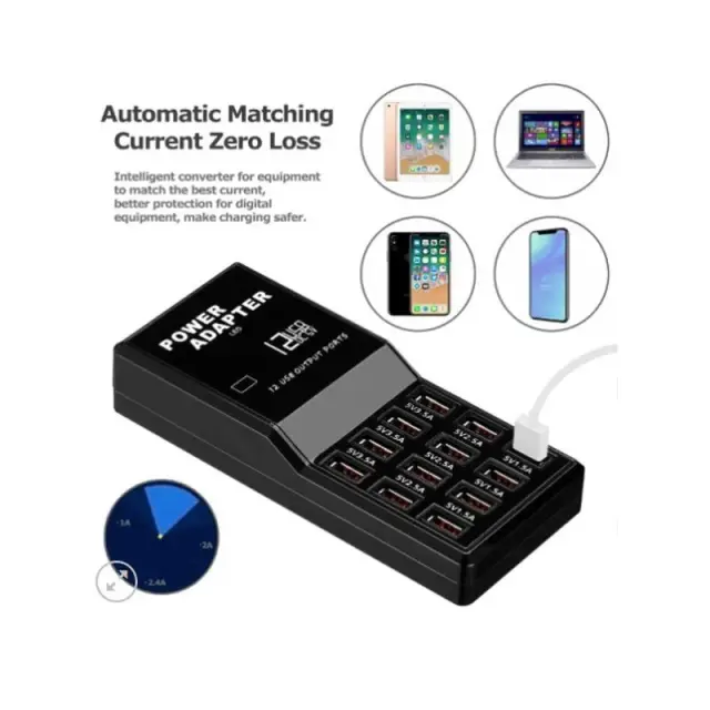 Andowl Βάση Φόρτισης με 12 Θύρες USB-A 60W σε Μαύρο χρώμα Q-CD630 - USB Fast Charger 075761 3