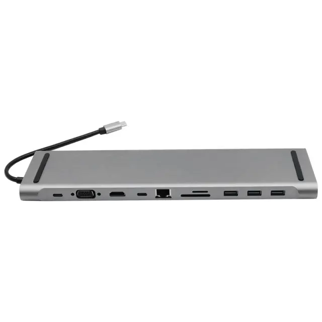 11 σε 1 USB-C Docking Station με Θύρες VGA – HDMI – USB – Micro SD – SD – Ethernet Γκρι