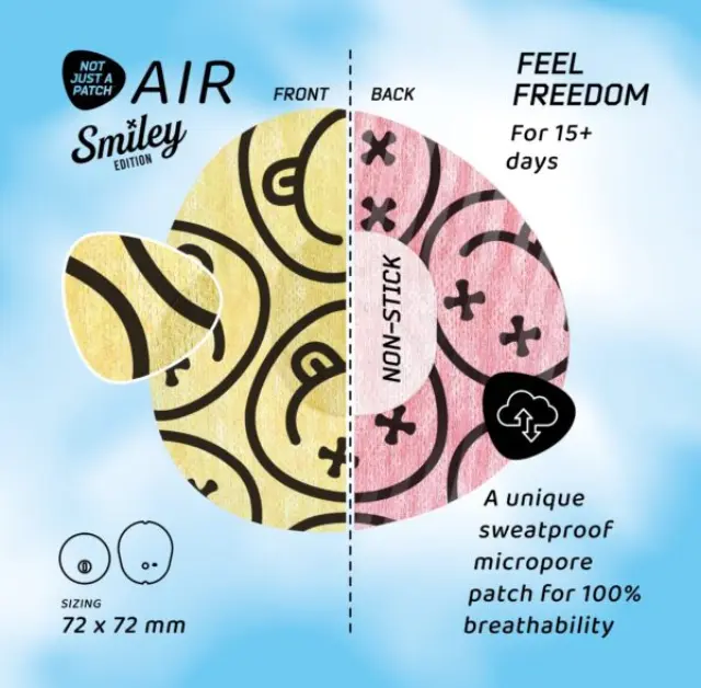 Not Just a Patch Air Smiley Αδιάβροχο Αυτοκόλλητο για Αισθητήρα Dexcom G7, Dexcom ONE+, Freestyle Libre 3, Sibionics GS3, Syai Ultra 10τμχ - Διάφορα Χρώματα 2