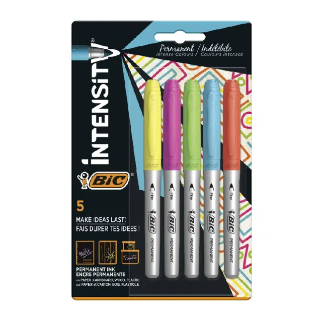 Bic Intensity Σετ Μαρκαδόρων 5Τεμ. Σε Intense Ανεξίτηλα Χρώματα/ 703927 (Bic)