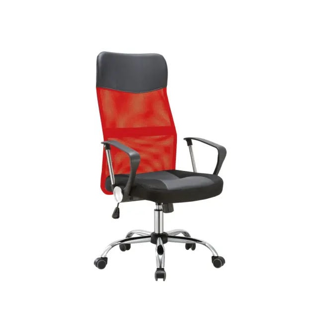 Πολυθρόνα BF2400-PVC Mesh/PU Μαύρο/Κόκκινο 61x68x108/118cm