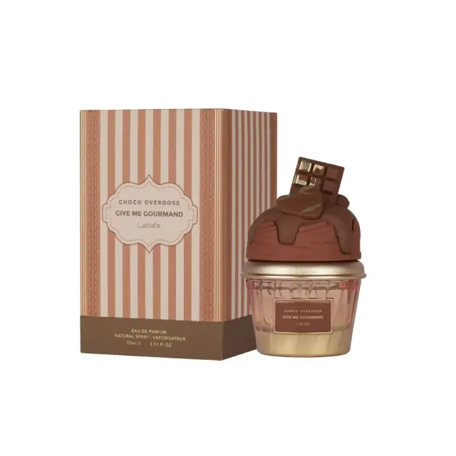 Lattafa Perfume Give Me Gourmand Choco Overdose Eau De Parfum, Unisex Άρωμα με Μαύρη Σοκολάτα Fudge, Βανίλια & Καραμέλα 75ml