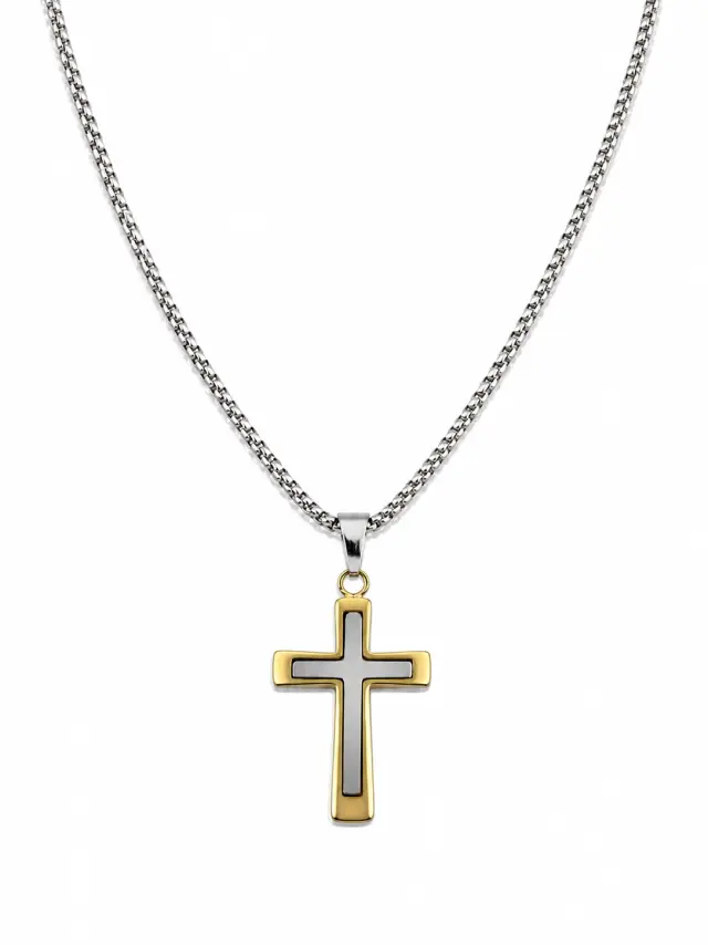 Ghetto 50cm Cross Necklace Gold + Silver