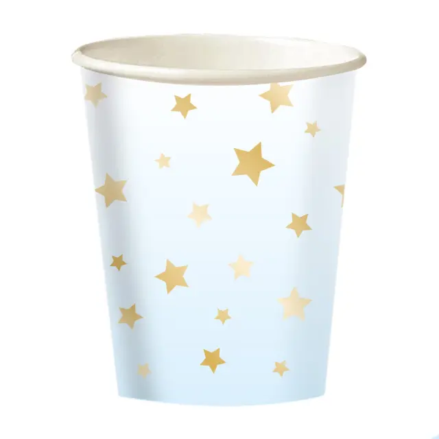 Party Ποτήρια Χάρτινα 1st Birthday Blue Ombre 250Ml 8 Τεμάχια (M991030166) Γαλάζιο