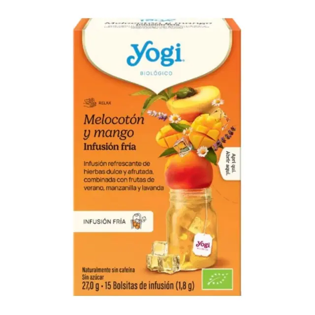 YOGI TEA Cold Brew Ροδάκινο και Μάνγκο Βιολογικό Αφέψημα Βοτάνων Χωρίς Καφεΐνη 27g, 15 φακελάκια