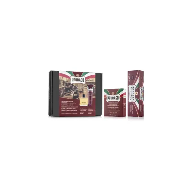 Proraso Red Line Classic Shaving Duo Pack with Shaving Cream & After Shave Lotion, Σετ Ξυρίσματος με Κρέμα Ξυρίσματος & Λοσιόν Μετά το Ξύρισμα με Βούτυρο Καριτέ 1σετ