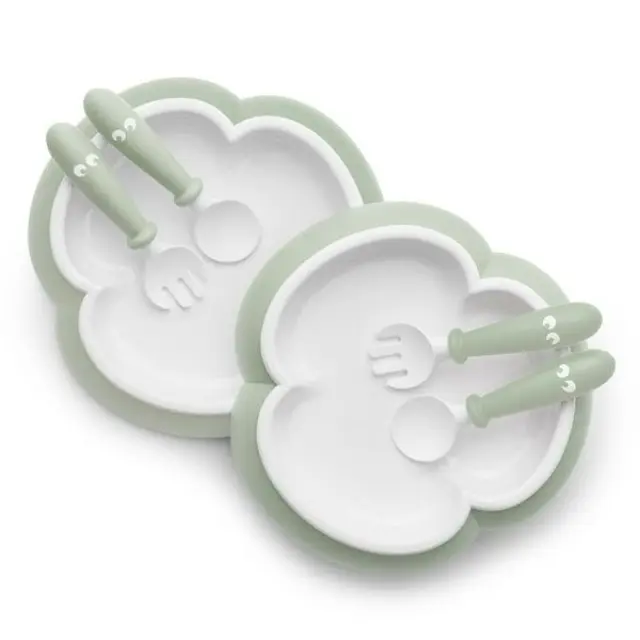 BabyBjörn σετ κουταλοπίρουνα + πιάτο Powder Green 7317680740618