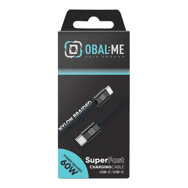 OBAL:ME Super Fast USB-C/USB-C Braided cabel 60W 1m Black 2