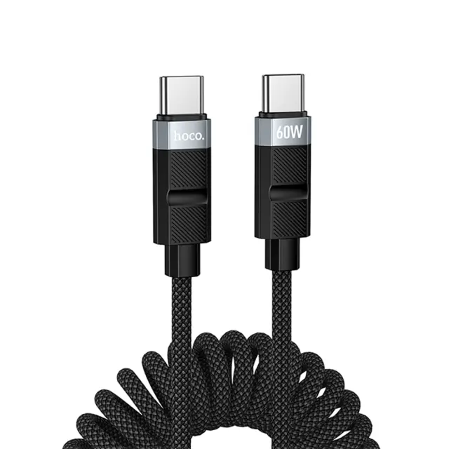 Καλώδιο Hoco. DU59 Bamboo USB-C σε USB-C 60W Spring Braided Μαύρο 1.5m 3