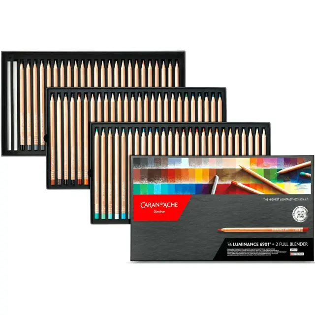 Σετ Ξυλομπογιές Caran d'Ache Luminance 6901, 76 Χρώματα + 2 Blender