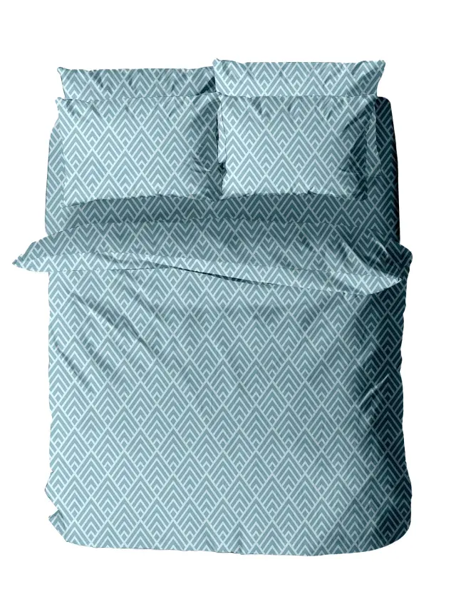Σετ Σεντόνια Menta Εμπριμέ 500 Blue Διπλό (200x260) Sunshine