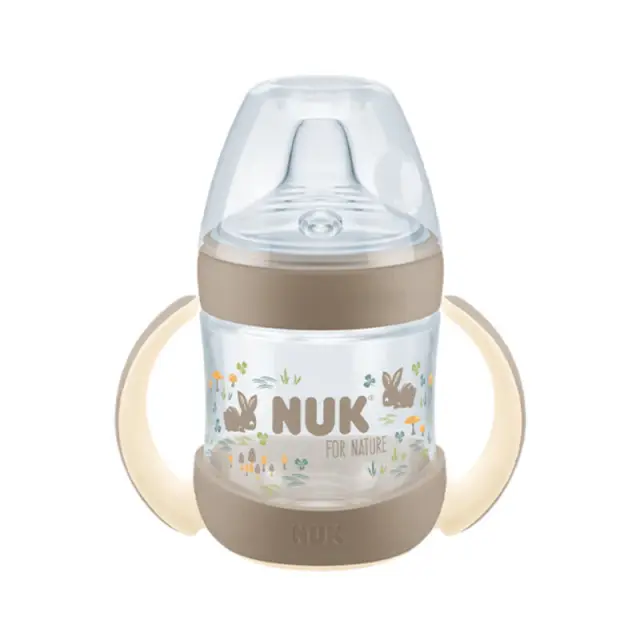 Nuk Nature Εκπαιδευτικό Μπιμπερό Σιλικόνης με Λαβές Πράσινο 6m+ 150ml