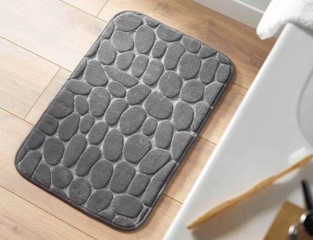 Πατάκι Μπάνιου Ricochet Douceur d'intérieur με memory foam και διαστάσεις 50x80cm - Charcoal Grey 1801978