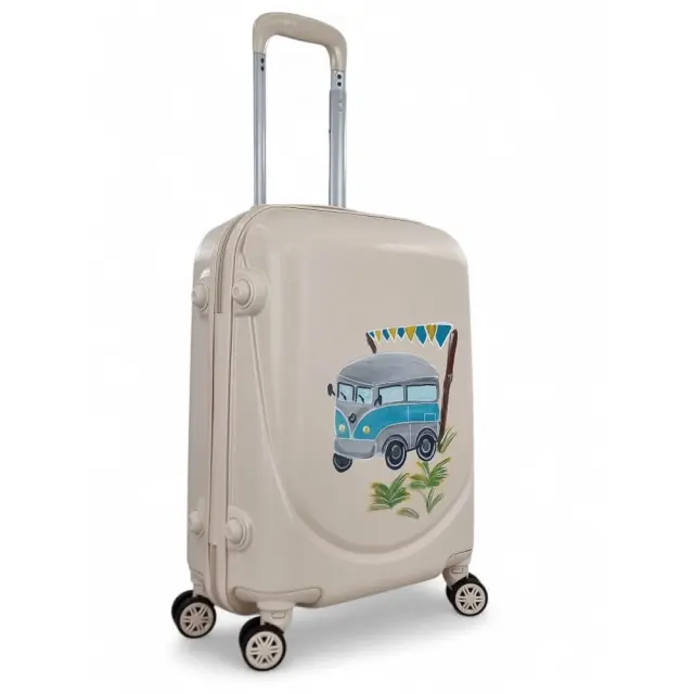 Σκληρή Παιδική Βαλίτσα Καμπίνας PLAYFULBAGS PS219-20 55x40x20cm – Μπεζ με Χειροποίητο Σχέδιο Βανάκι 3