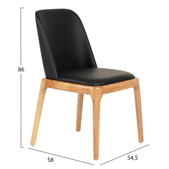 KΑΡΕΚΛΑ ΤΡΑΠΕΖΑΡΙΑΣ FB99944.01 RUBBERWOOD-ΜΑΥΡΟ PU 54,5x58x86Υεκ 2