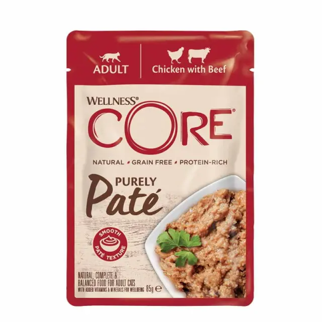 Wellness Core Cat Adult Πατέ Κοτόπουλο & Μοσχάρι 85gr Μονόχρωμο