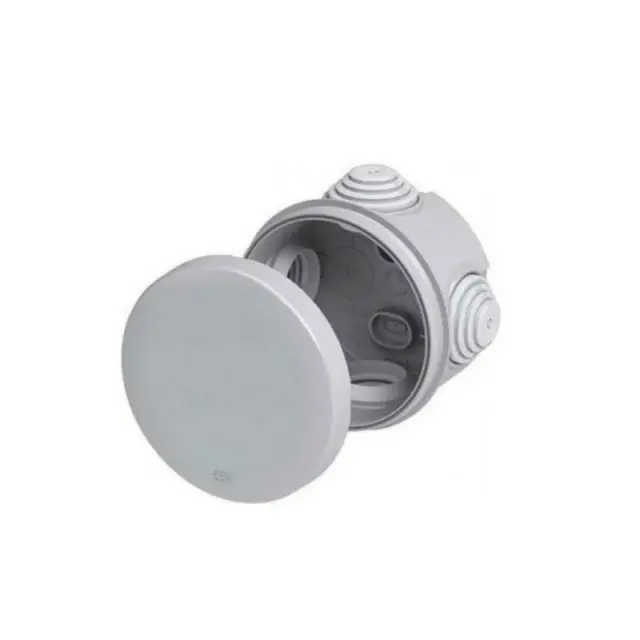 Aca Light Φ80mm x 40mm ΕΠΙΤΟΙΧΟ ΚΟΥΤΙ ΔΙΑΚΛΑΔΩΣΗΣ ΚΑΛΩΔΙΩΝ ΣΤΡΟΓΓΥΛΟ, ΓΚΡΙ ΧΡΩΜΑΤΟΣ 4 ΔΙΟΔΙΩΝ IP55 RAL7035