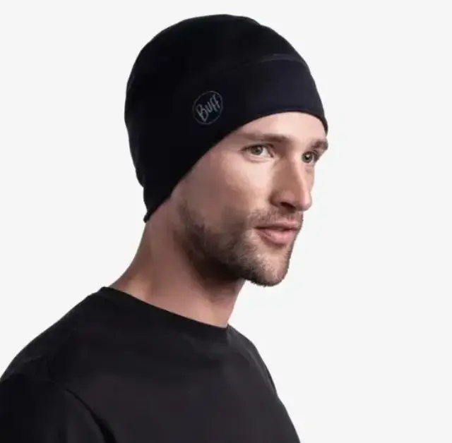 Buff Merino Lightweight Σκούφος Solid Black - One size 2