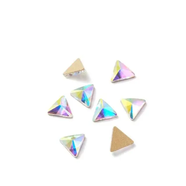 Glass Rhinestone για Κόλλα Crystal AB Triangle 6mm - 15τεμ