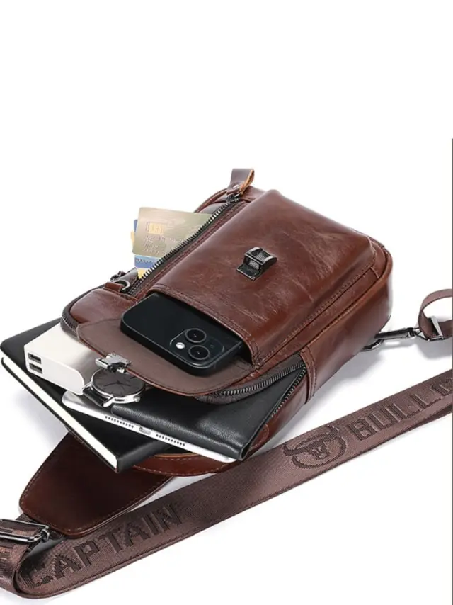 Δερμάτινο τσαντάκι body Bull Captain XB555 σκούρο καφέ - One Size 3
