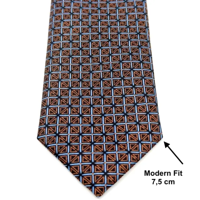 Καφέ Γραβάτα Microfiber Γεωμετρικό Σετ με Μαντήλι 3