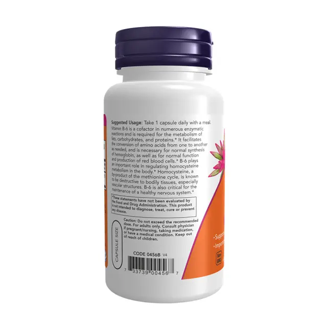 Now Foods B-6 100mg 100 κάψουλες 3