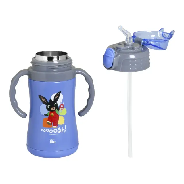 Ecolife Παιδικό Μπουκάλι Θερμός με Καλαμάκι / Kids Thermos Bottle 300ml: BING (2 χρώματα) - Μπλε