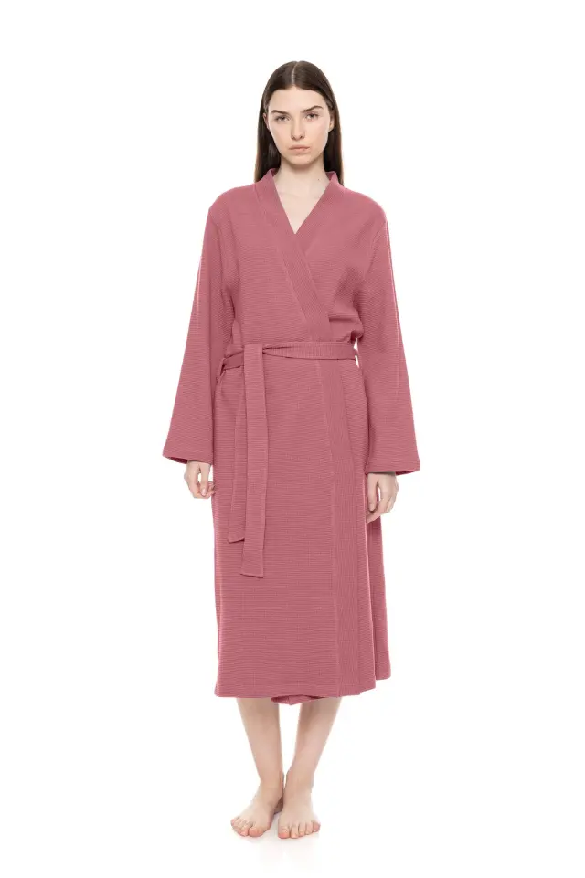 WN-1240 - Dusty Pink - ROBE LONG WAFFLE NOS