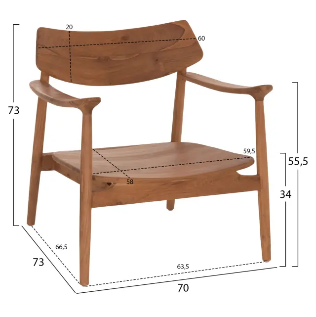ΠΟΛΥΘΡΟΝΑ LOUNGE FB918255.01 ΞΥΛΟ TEAK ΣΕ ΦΥΣΙΚΟ 70x73x73Υεκ. 2