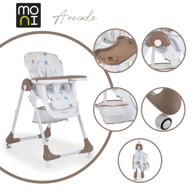 Cangaroo Moni Avocado Beige Καρεκλάκι Φαγητού Πτυσσόμενο με Ανάκλιση Πλάτης