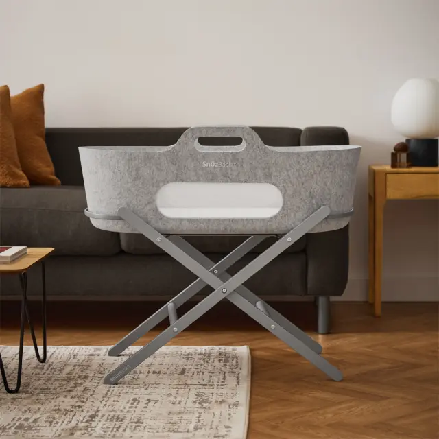 SNUZ ΚΑΛΑΘΟΥΝΑ SNUZBASKIT LIGHT GREY & ΞΥΛΙΝΗ ΒΑΣΗ DOVE 2