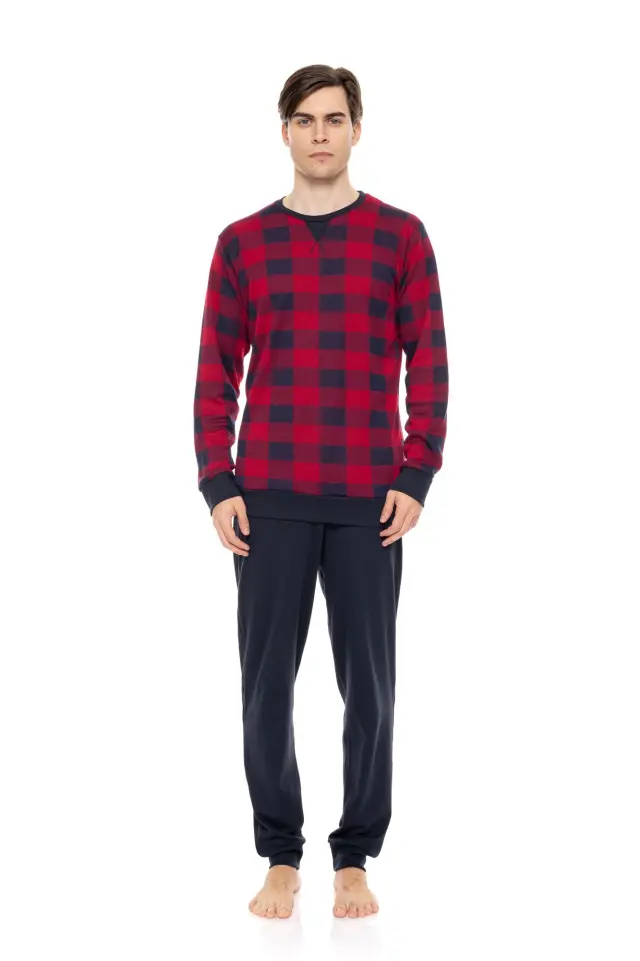 W-M727 - Type - PYJAMA JACQUARD BLUE BORDO PLAID